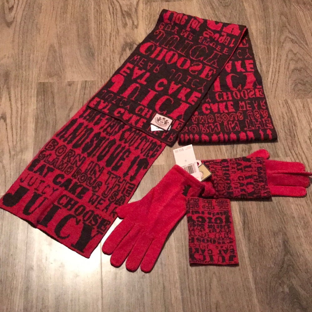 BNWT Juicy Couture scarf and glove set